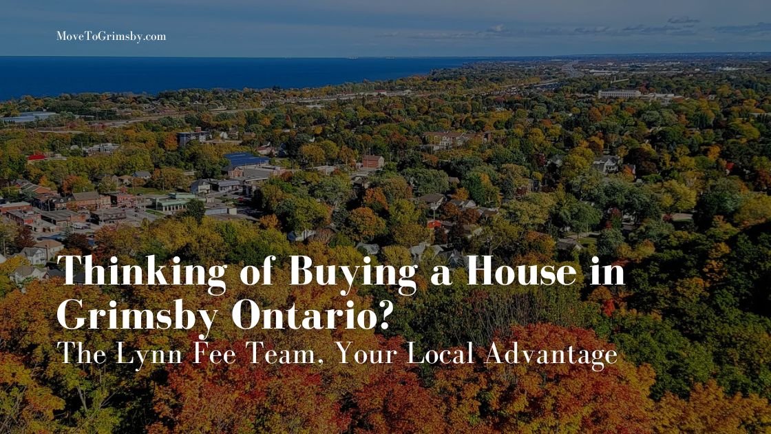 Fiery leaves blanket the escarpment overlooking downtown Grimsby Ontario