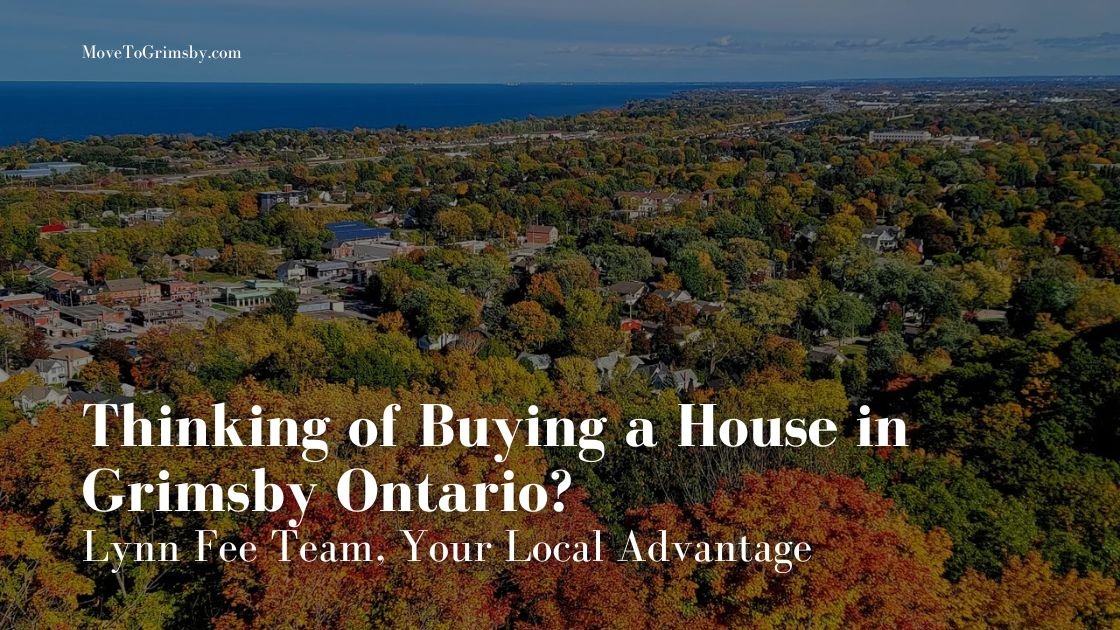 Fiery leaves blanket the escarpment overlooking downtown Grimsby Ontario