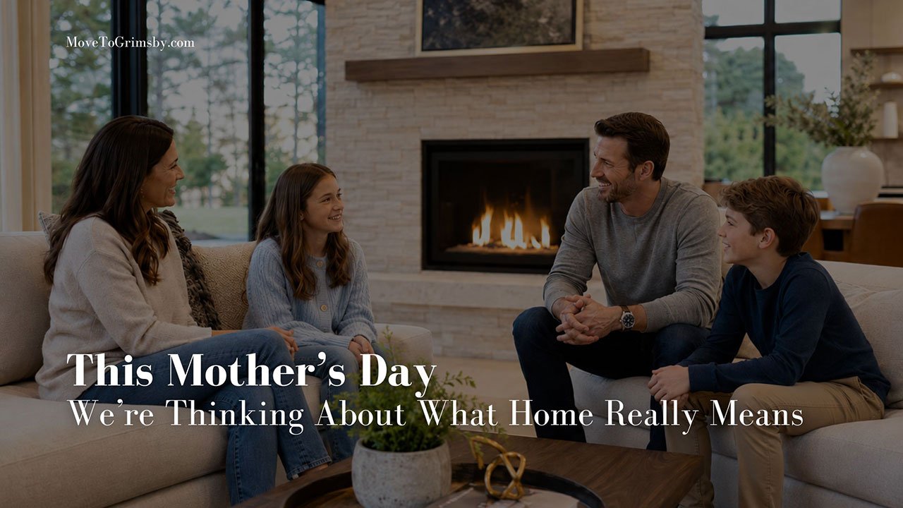 A family sitting home talking on Mother's Day - This Mother’s Day, We’re Thinking About What Home Really Means